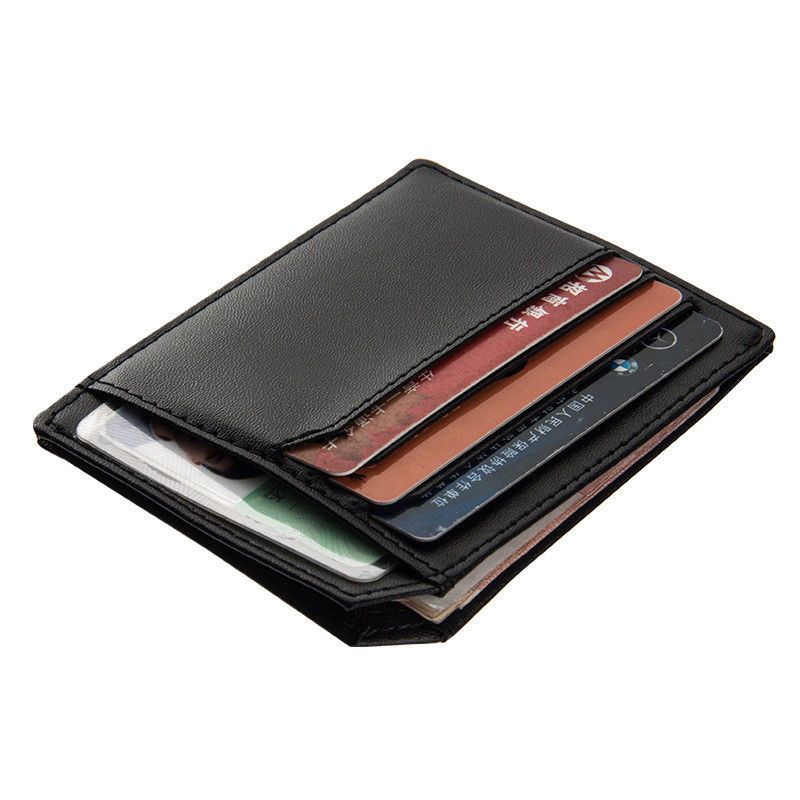 WALLET Minimalist leather wallet with 9 pockets - Black